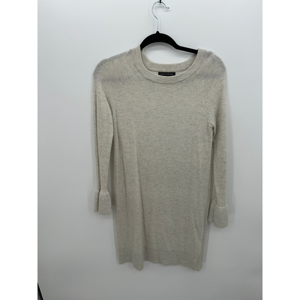 Banana Republic Women XS Oatmeal Heather Merino Wool Cashmere Dress Knee Minimal